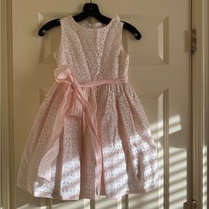 Helena Pink Lace Kids Dress with Ribbon